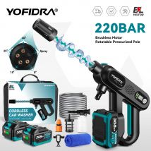 YOFIDRA 220Bar Brushless Elettrico Ad Alta Pressione Lavatrice Pistola 3 Gear Acqua Pistola A Spruzzo Attrezzi Da Giardino Domestici Per Makita Batteria