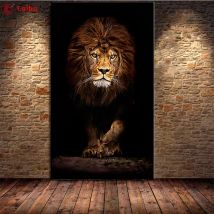 Foto benutzerdefinierte Diy Diamant Stickerei abstrakte schwarze Goldkunst, große wilde Löwe Tiere Diamant Malerei voller quadratischer runder Bohrer