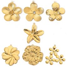 3 teile/los Edelstahl Gold Farbe Blume Anhänger Charms für DIY Mode Schmuck Machen Zubehör Großhandel