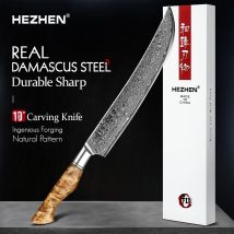 HEZHEN Coltello da intaglio da 10 pollici 67 strati Coltello da prosciutto in acciaio di Damasco Posate Coltello da cucina Confezione regalo