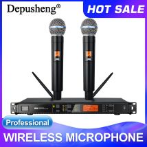 DEPUSHENG T118 Tragbares professionelles Mikrofon 2-Kanal-Handheld-UHF-Funkmikrofonsystem