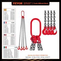 VEVOR 4T Kette Sling - 1M / 2M x 8MM Vier Bein mit Pulver Beschichtung Stahl haken-Grade 80 Hohe