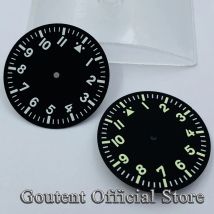 Goutent 35,5 mm schwarzes Zifferblatt mit weißen/grünen Markierungen, NH35 Miyota 8205/8215/821A Mingzhu DG2813/3804 Uhrwerk-Armbanduhr-Gesichter