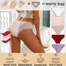Female Physiological Pants Leak Proof Menstrual Women Underwear Period Stretch Comfort Panties Sexy Sports Seamless Ruffle Brief