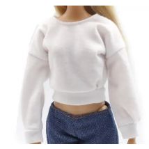 1/6 Puppe Kleidung lang ärmel ige Pullover Hosen Denim Gitter täglich tragen Accessoires verkleiden sich für Barbie Mädchen Geschenk
