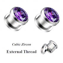 2PCS Zirkonia Tunnel Ohrstöpsel Edelstahl Ohrstöpsel Piercing Messgeräte Ohrringe Dehnung Expander Schraubtunnel Juwel
