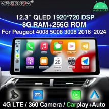 QLED 1920*720 LTE Carplay Auto Android 14,0 8G + 256G Auto DVD Player GPS WIFI Bluetooth Radio Für Peugeot 4008 5008 3008 2016-2024