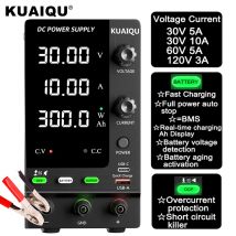 KUAIQU Alimentatore CC 30 V 10 A, Alimentatore da banco CC regolato a commutazione regolabile, Ricarica intelligente 12 V 24 V 48 V 60 V 120 V