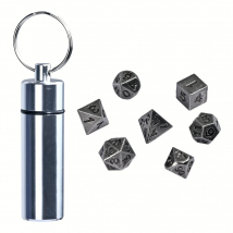 7-teiliges DND Mini-Würfelset aus antikem Eisen, polyedrisches Metallspielwürfelset aus Bronze, winzige tragbare Würfel für Spieler