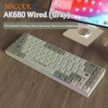 Ak680 Teclado mecánico minimalista de 68 teclas liviano y ergonómico con iluminación RGB