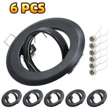 6-teiliger Rahmen für Deckeneinbaustrahler mit GU10-Lampenfassung, neigbar, verstellbar, GU10-Downlight-Fitting für 50-mm-Scheinwerferlampe