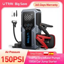 UTRAI 4 EN 1 150PSI compresor aire portátil coche Inflador de neumáticos Arrancador de 1500 A Acelerador de emergencia Banco de energía portátil de 55,5 Wh