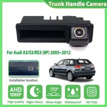 CCD HD AHD Fisheye Telecamera posteriore per Audi A3/S3/RS3 (8P) 2003 ~ 2012 Maniglia per bagagliaio di un'auto Monitor di parcheggio retromarcia Visione notturna