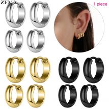 ZEMO  1 Piece Stainless Steel Hoop Earrings Women Circle Earring 3 Color Round 7/9MM Ear Helix Conch Cartilage Piercings 18G/20G