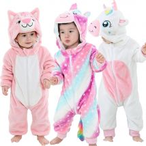 Pagliaccetti neonato Kigurumi Boy Girls pigiama Animal Cartoon pagliaccetto pigiama con cappuccio unicorno Costume bianco bambino vestiti invernali