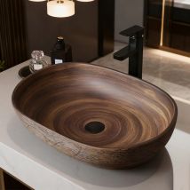 Vintage Ceramic Vessel Sink Bathroom Art Basin Above Counter Wash Bowl for Vanity Top and Home Decoration Countertop Wash Basin