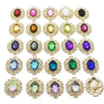 10Pcs 28 * 33MM Oval Rhinestone Alloy Flower Plate Buckle, Handmade Diy Wedding Dress Bow Decoration Accessories