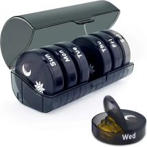 Tragbare Vitamin-Pillendose, Organizer, Tablette für 7 Tage, 2-fach, 14 Gitter, Reisen mit großem Fach für Medikamente, Fischöle