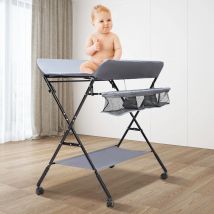 BYMAOCAR Baby Changer Table, fasciatoio pieghevole per vivaio con Organizer di stoccaggio 25 KG portante