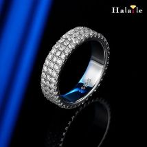 Halaile D Farbe voller 1,5 mm Moissanit S925 Sterling Silber Reihe Ring Luxus edlen Schmuck funkelndes Geschenk für Frauen Männer