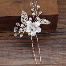 Handgemachte Roségold Silber Farbe Blume Hochzeit Haarnadeln Kristall und Perlen blatt Braut Haarnadel für Frauen Braut Abschluss ball Schmuck