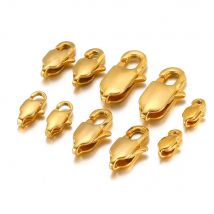 10 Stück rechteckige Karabinerverschlüsse aus Edelstahl, goldfarben, Halskettenhaken, Verbinder, DIY-Schmuckherstellung, Armbänder, Erkenntnisse in großen Mengen