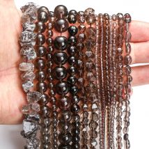 Natürliche Stein Rauchquarz Kristall Platz Unregelmäßige Facettierte Runde Lose Spacer Perlen Für Schmuck DIY Armband Machen Zubehör
