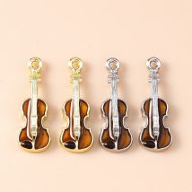 Leslie 5 pezzi simpatici pendenti per violino, perline pendenti per chitarra, per braccialetti in argento sterling di marca fai da te, creazione di gioielli artigianali