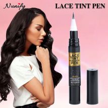 Nunify Lace Tint Präzisionsstift mit Pinsel, Applikator zum Verbergen von Spitzengittern, schnell trocknender getönter Spitzenstift für Perückenmischungen, natürlich