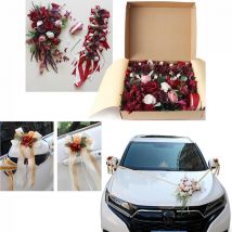 Yannew 8 teile/satz Hochzeit Auto Dekorationen kit Blumen Champagner Aftificial Rose mit Band für Auto Spiegel Türgriff Dekor Party