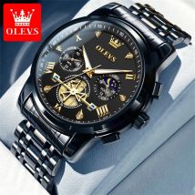 OLEVS Quarz Herrenuhr Luxusmarke Wasserdicht Multifunktionale Mondphase Chronograph Code Uhr Business Klassische Herrenuhr