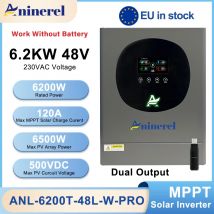 Aninerel 6.2kw 48V Ibrido Solar Inverter Display LCD a colori a doppia uscita con illuminazione RGB MPPT 120A PV 500VDC PL EU Disponibile