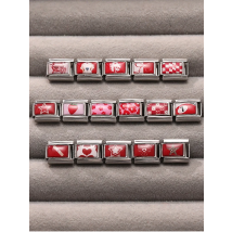 Y2K Red Pink Heart Dog Cat Flowers Italian Charm Link fit 9mm Stainless Steel Jewelry DIY Making Bracelets For Gifts