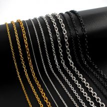 1,5 mm 2 mm 3 mm 4 mm 5 mm 6 mm breite Edelstahl-O-Kette für Männer und Frauen, Rolo-Halskette für Anhänger, Gold/Silber/Schwarz