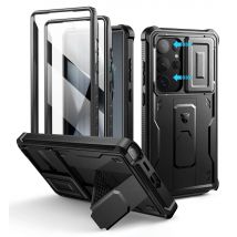 Custodia Dexnor per Samsung Galaxy S24 Ultra con copertura per fotocamera scorrevole integrata, protezione per lo schermo e custodia robusta antiurto con cavalletto