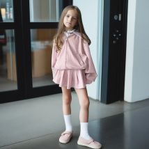 Mädchen-Outfits-Set, 2026, Frühjahr, neu, rosa, lässig, Hoodies, Rock, Hosen, zweiteilig, Teenager-Kinderkostüme, lässig, täglich, Kinderkleidung