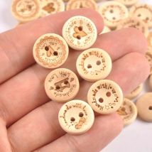 50 stücke 15mm Gemischte Holz Handgemachte Dekorative Knöpfe Für Nähen kleidung Diy Scrapbooking Handwerk Hause 2 loch cp3392