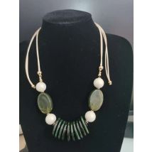 Korean Fashion Sweater Chain Necklaces Acrylic Round Beads Circle Necklace for Woman Girl Leather Rope Charm Jewelry