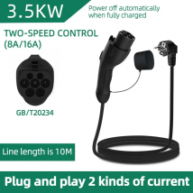 3,5 kW 16 A tragbares EV-Ladegerät mit 3 m/5 m/10 m Kabel GB/T20234 EVSE EU-Stecker-Wallbox-Adapter für Elektrofahrzeuge – Schwarz