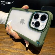 Verdickte Rahmenrüstung Stoßstange Transparente Handyhülle für iPhone 15 16 14 12 13 11 Pro Max Plus XS XR X Harte stoßfeste Rückseite
