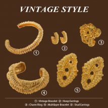 Exaggerated Irregular Lava Texture Open Cuff Bracelet 18K Gold Plated Geometric Earrings&ring Trendy Retro Jewelry Women's Gift
