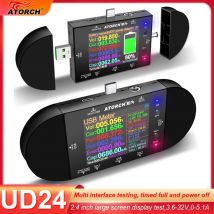 UD24 2.4 "zoll USB tester DC 5,5 Typ-C digital voltmeter amperemeter power bank spannung detektor volt QC PD elektrische meter für APP
