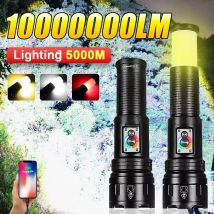 Nuova potente torcia a LED da 300 W ricaricabile USB multifunzione torcia tattica a lungo raggio 5000 M luce forte flash luce da pesca