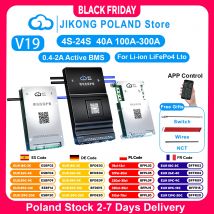 JIKONG V19 JK BMS 4S~24S SMART BMS BT Heat CAN 0.4A~2A Corrente 100A 200A 300A Bilanciatore attivo per Li-ion LiFePo4 Lto Batteria BMS