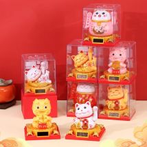 Solar betriebene glückliche Katze Reichtum einladende Katze Ornament Bobblehead Katzen winken Arm Auto Dekorationen Figuren viel Glück