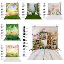Frühling Ostern Hintergrund Eier Hase Blumen Grasland Holzboden Baby Geburtstag Party Kinder Portrait Fotografie Hintergrund Dekor