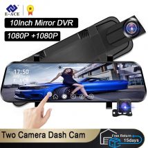 Videoregistratore touch screen per auto DVR da 10 pollici Doppio specchietto retrovisore 1080P Specchio per telecamera per visione notturna HD anteriore e posteriore