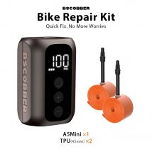 BSCOBBER tragbarer Reifenfüller, wiederaufladbar, kabellos, A5mini, Fahrradluftpumpe, 700c TPU, Fahrradschlauch, Fahrradzubehör