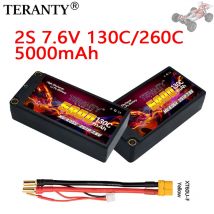 TREANTY 2S 7,6V 5000mAh 130C/260C mit 5mm Bullet T-Stecker, geeignet für ferngesteuerte Automodelle RC-Spielzeug-Lipo-Batterie mit hoher Rate