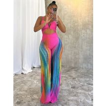 Getäfelte Overalls Frauen Sommer Straße Beliebte Sexy Hohl Metall Schnalle Gerade Overalls Suspendency Trend Ein Stück
